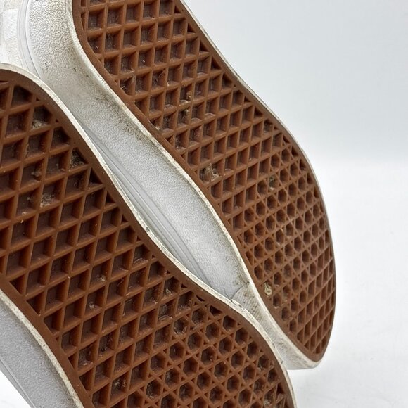 Vans Old Skool Checkered Low Top Sneakers White Lace Up Skate Shoe Womens Size 8 - Picture 7 of 9